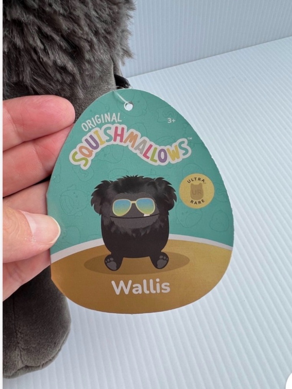 Squishmallows Rare Wallis Plush - Gray with Black Shading